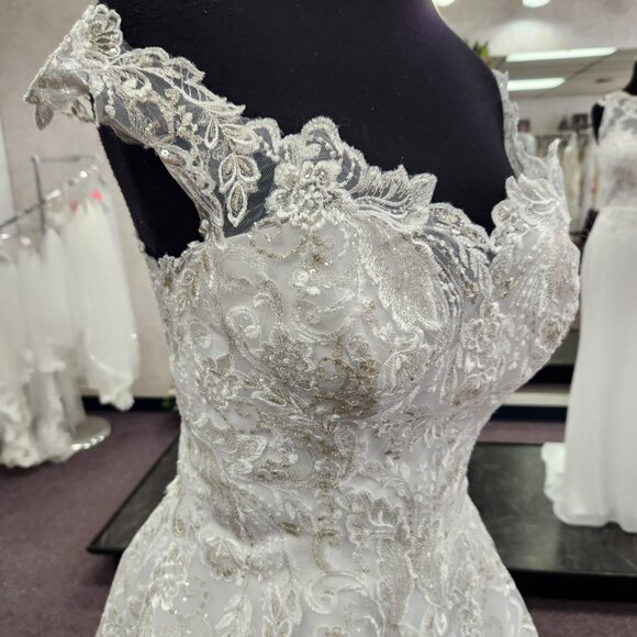 Regina Bianca RB1512 Size 8 White Lace/Tulle Ballgown Bridal/Wedding Dress - Picture 4 of 10